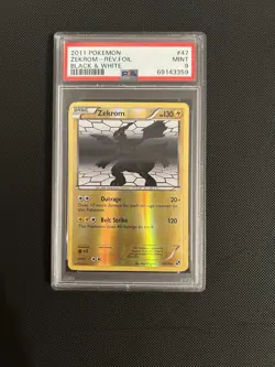 Pokemon BW 2011 Zekrom Reverse Holo Black and White 47/114 PSA 9 - Image 1