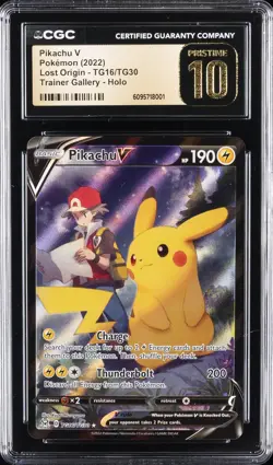 2022 POKEMON LOST ORIGIN TRAINER GALLERY HOLO #TG16 PIKACHU V CGC 10 PRISTINE - Image 1