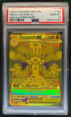 2025 Pokemon Mega Evolution Lucario ex Hyper Rare #188/132 PSA 10 GEM MINT - Image 1