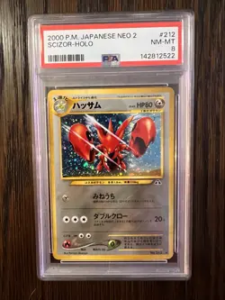Pokemon 2000 Japanese Neo 2 Scizor Holo PSA 8 - Image 1