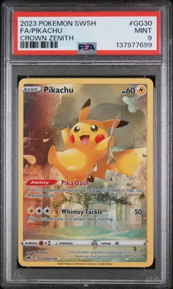 2023 POKEMON SWORD AND SHIELD CROWN ZENITH GG30 FULL ART/PIKACHU | PSA 9 - Image 1