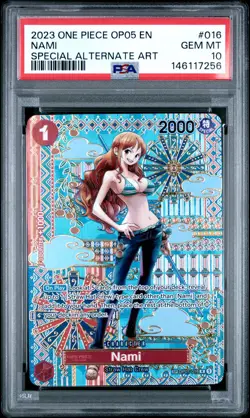 2023 ONE PIECE OP05-AWAKENING OF THE NEW ERA SPECIAL ALTERNATE ART NAMI PSA 10 - Image 1