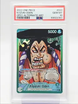 KOZUKI ODEN 2022 ONE PIECE ROMANCE DAWN ALT ART LEADER #OP01-031 PSA 10 Q5600 - Image 1