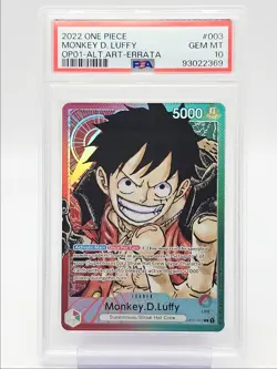 MONKEY D. LUFFY 2022 ONE PIECE ROMANCE ALT ART ERRATA LEADER #3 PSA 10 Q5600 - Image 1