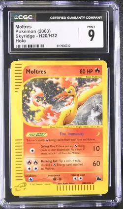 CGC 9 MINT Moltres 2003 Skyridge H20/H32 Holo Pokemon Card - Image 1