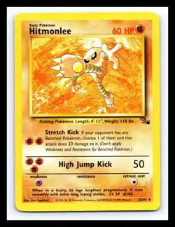 💥 Hitmonlee # 22/62 Fossil Set Non Holo Pokemon 1999 Vintage - Image 1
