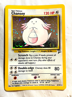 Pokemon CHANSEY Base Set 2 HOLO RARE Card 3/130 Foil 2nd Edition MP WOTC - Image 1