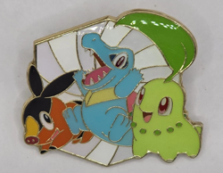 Pokemon Ascended Heroes Starter Totodile Chikorita Tepig Enamel Pin - Image 1