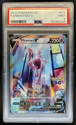 2022 Pokemon SWSH Pokemon GO Mewtwo V #072/078 PSA 9 - Image 1