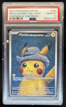 2023 Pokemon X Van Gogh SVP EN Pikachu with Grey Felt Hat Full Art #085 PSA 10 - Image 1