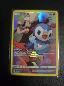 Pokemon Piplup (Secret) NM 1st Edition Normal SM - Cosmic Eclipse - Image 1