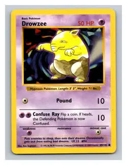 Drowzee #049/102 Base Set (Shadowless) Pokemon Trading Card TCG Nintendo 1999 - Image 1