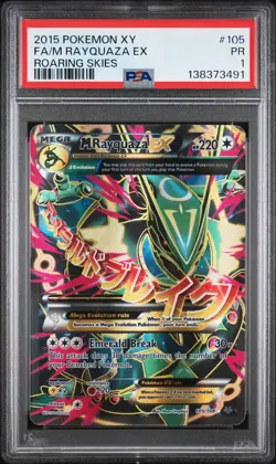 2015 POKEMON XY ROARING SKIES #105 FULL ART/M RAYQUAZA EX PSA 1 - Image 1