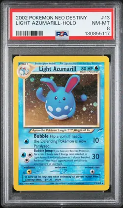 2002 POKEMON NEO DESTINY #13 LIGHT AZUMARILL-HOLO PSA 8 - Image 1