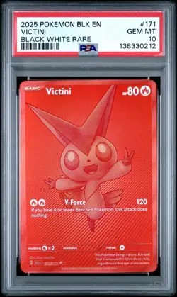 2025 POKEMON BLK EN-BLACK BOLT BLACK WHITE RARE #171 VICTINI PSA 10 - Image 1