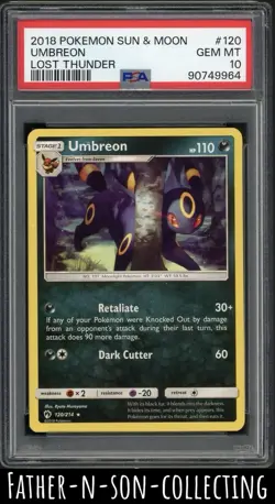 2018 UMBREON PSA 10 Lost Thunder Base Pokemon SUN & MOON 120/214 POP 10 ! - Image 1