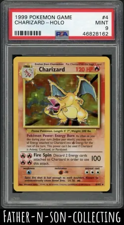 1999 Charizard PSA 9 Base Set Unlimited Holo Rare #4 MINT Pokemon Game - Image 1