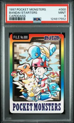 1997 POCKET MONSTERS CARDDASS #000 BANDAI STARTERS PSA 9 - Image 1
