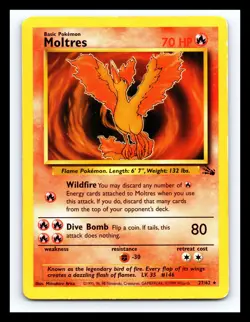 💥 MOLTRES Non Holo Rare # 27/62 | Fossil Set | | Pokemon 1999 TCG Vintage | - Image 1