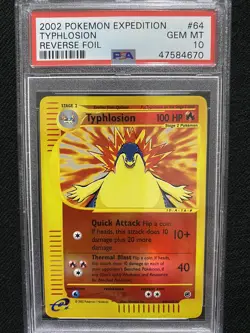 2002 Pokemon Expedition Typhlosion Reverse Foil 64/165 PSA 10 Gem Mint - Image 1