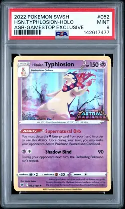 2022 POKEMON SWORD & SHIELD ASTRAL RADIANCE #052 HISUIAN TYPHLOSION-HOLO PSA 9 - Image 1