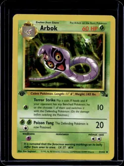 1999 Pokemon Fossil 1st Edition Arbok #31/62 - Image 1