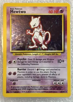 Pokemon TCG Mewtwo Base Set Holo Rare Card 10/102 ✨GEM RAW CARD!!!✨👀 👀 👀 - Image 1