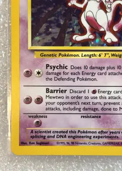 Pokemon TCG Mewtwo Base Set Holo Rare Card 10/102 ✨GEM RAW CARD!!!✨👀 👀 👀 - Image 5
