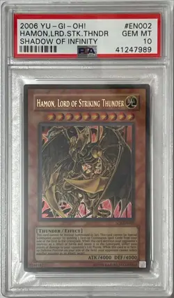 Yu-Gi-Oh! PSA 10 GEM-MT 'Hamon, Lord of Striking Thunder' SOI-EN002 ~ULTRA RARE~ - Image 1