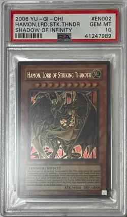 Yu-Gi-Oh! PSA 10 GEM-MT 'Hamon, Lord of Striking Thunder' SOI-EN002 ~ULTRA RARE~ - Image 2