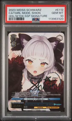 2023 WEISS SCHWARZ HOLOLIVE PRODUCTION VOL.2 CATGIRL MODE MURASAKI SHION PSA 10 - Image 1