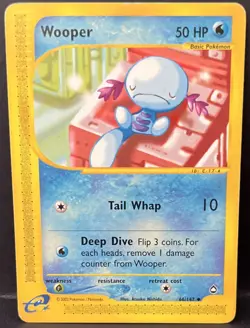 Pokemon Wooper Aquapolis 66/147 Basic 50 HP Uncommon 2003 English Card - LP - Image 1