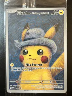 Pokemon TCG Pikachu Promo Card Grey Felt Hat, Van Gogh Design, SEALED SVP 085 - Image 2