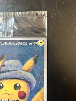 Pokemon TCG Pikachu Promo Card Grey Felt Hat, Van Gogh Design, SEALED SVP 085 - Image 5