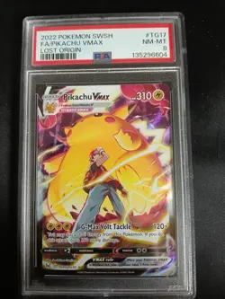 PSA 8 Pikachu Vmax TG17/TG30 Lost Origin Pokemon Card - Image 1