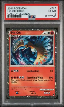 2011 POKEMON CALL OF LEGENDS #SL5 HO-OH-HOLO PSA 6 - Image 1
