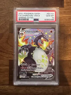2021 POKEMON SWORD & SHIELD SHINING FATES #SV107 FA/CHARIZARD VMAX PSA 10 - Image 1