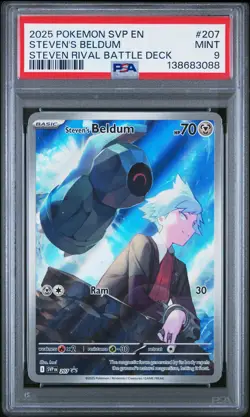 2025 POKEMON SVP STEVEN RIVAL BATTLE DECK PROMO #207 STEVEN'S BELDUM PSA 9 - Image 1
