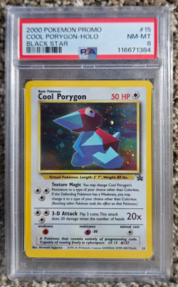2000 Pokemon Cool Porygon Promo Black Star Holo #15 PSA 8 - Image 1