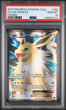 2017 POKEMON MEGA POWERS COLLECTION PROMO #28A FULL ART/JOLTEON EX PSA 10 - Image 1