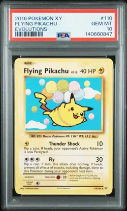 2016 POKEMON XY EVOLUTIONS #110 FLYING PIKACHU PSA 10 - Image 1