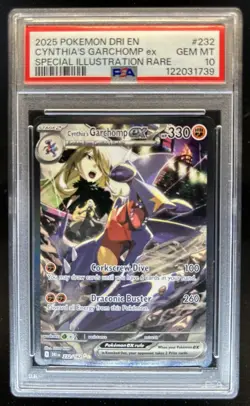 2025 Pokemon Destined Rivals Cynthia's Garchomp ex #232/182 PSA 10 GEM MINT - Image 1