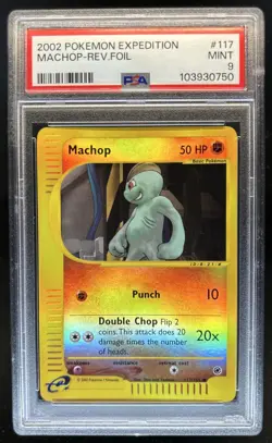 2002 Pokemon Expedition Set Machop Reverse Holo #117 PSA 9 - Image 1