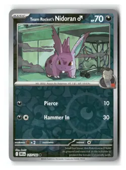 Team Rocket's NidoranM 117/182 Common Destined Rivals Pokemon Reverse Holo NM - Image 1