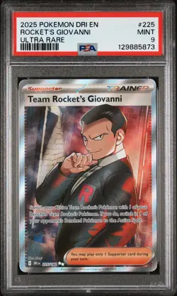 2025 POKEMON DRI EN-DESTINED RIVALS ULTRA RARE #225 TEAM ROCKET'S GIOVANNI PSA 9 - Image 1