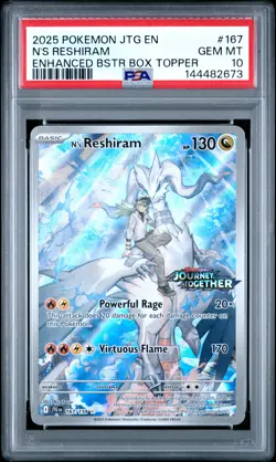 2025 POKEMON JTG EN-JOURNEY TOGETHER #167 N'S RESHIRAM PSA 10 - Image 1