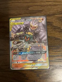 Pokemon TCG Marshadow & Machamp GX Holo Card 82/214 Sm-Unbroken Bonds - Image 1