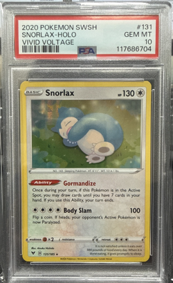 2020 POKEMON SNORLAX-HOLO SWORD & SHIELD VIVID VOLTAGE #131 PSA 10 - Image 1
