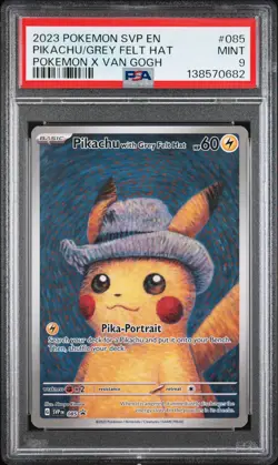 2023 POKEMON SVP EN-SV POKEMON X VAN GOGH PIKACHU WITH GREY FELT HAT PSA 9 - Image 1