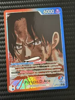 One Piece CCG TCG Portgas.D.Ace Alternate Art Leader OP13 Carrying On His Will - Image 1